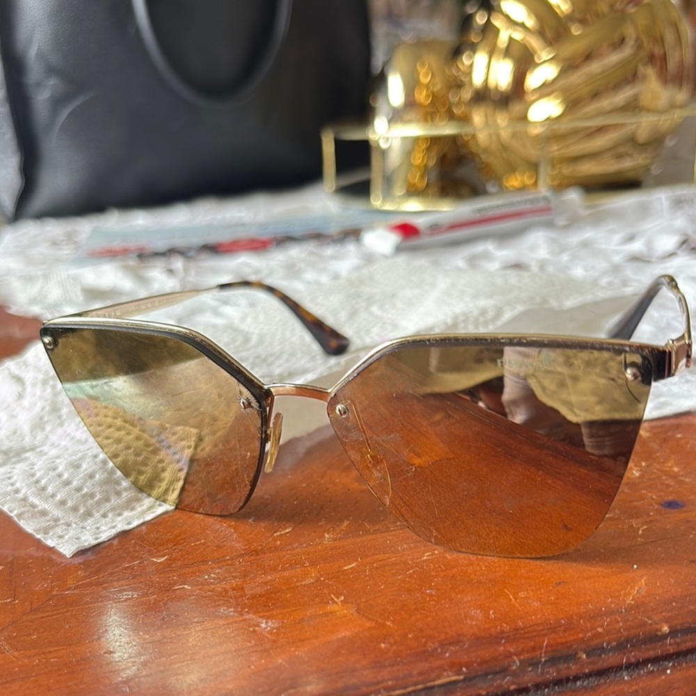 Prada Gold Sunglasses Modern Accessories
